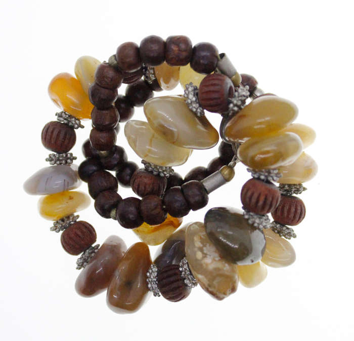 Necklace - Vintage Silver Tone Autumn Coloured Beads regular shapes and sizes - ML2556