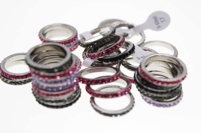 Ring - Fashion 30 x Sparkly Silver Tone Various Colour Diamante Studded Rings - ML2600