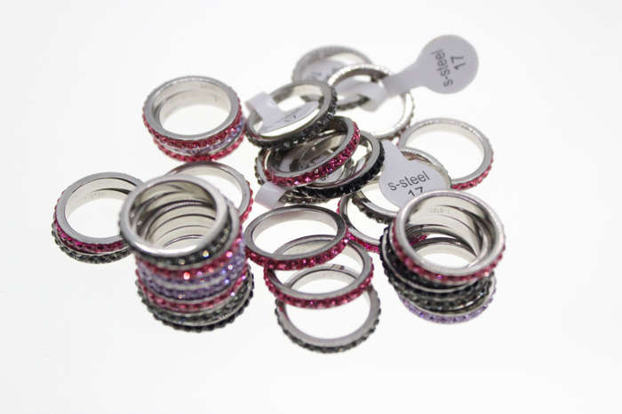 Ring - Fashion 30 x Sparkly Silver Tone Various Colour Diamante Studded Rings - ML2600
