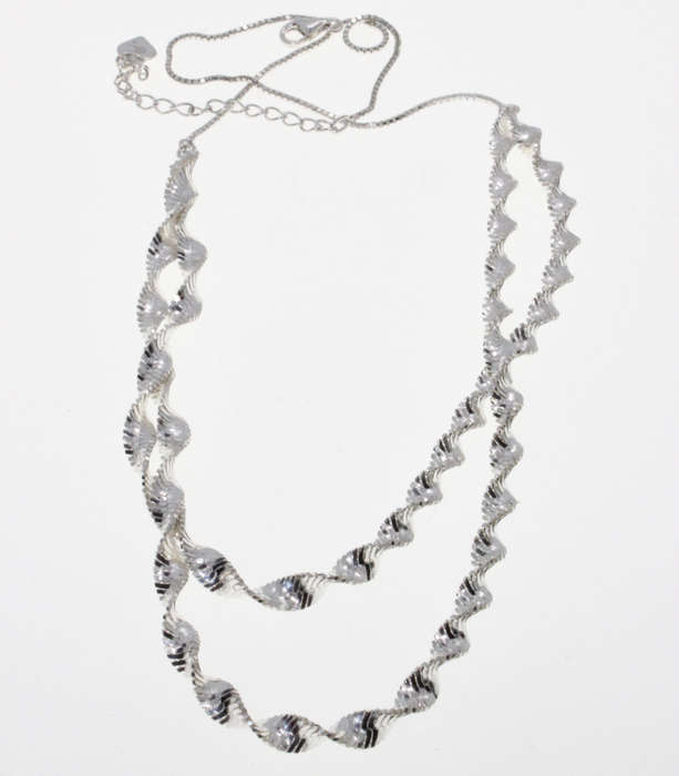 Set - Fashion 925 Silver Elegant Twisted Chain Style Bracelet and Necklace, Stamped DC - ML2621