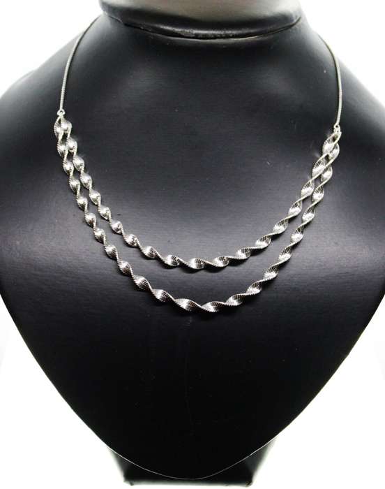 Set - Fashion 925 Silver Elegant Twisted Chain Style Bracelet and Necklace, Stamped DC - ML2621