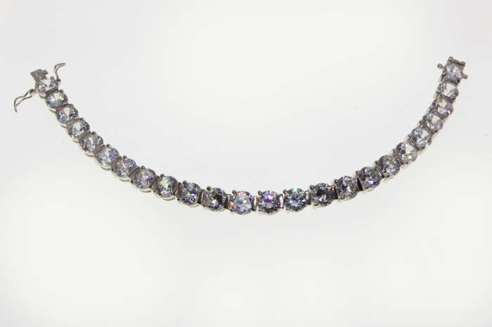 Bracelet - Fashion 925 Silver Bracelet with Arranged Sparkling Clear Stones - ML2636