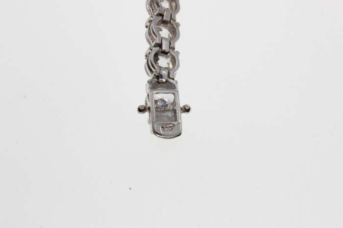 Bracelet - Fashion 925 Silver Bracelet with Arranged Sparkling Clear Stones - ML2636