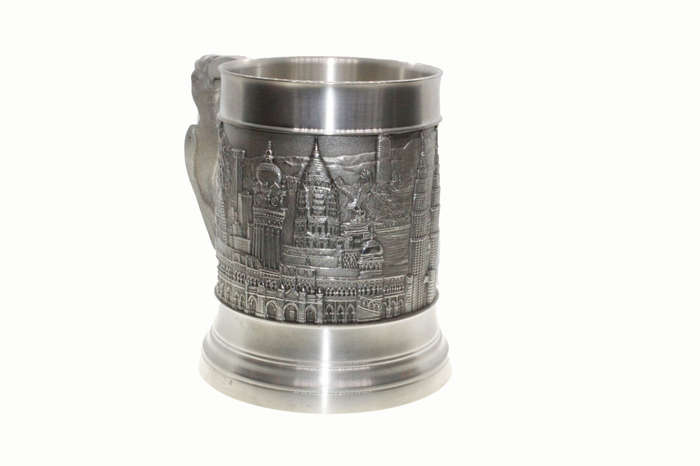 Tankard - Malaysian Pewter Tankard with Hornbill Handle, Stamped Royal Seeangor Pewter - ML2657