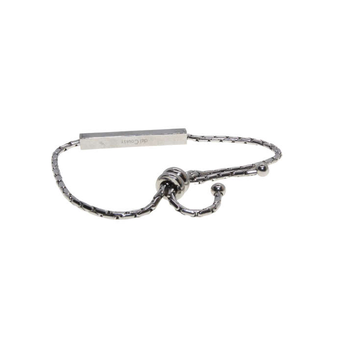 Bracelet - Silver Tone Del Coursy Bar Chain with Diamantes, Expandable - ML2685