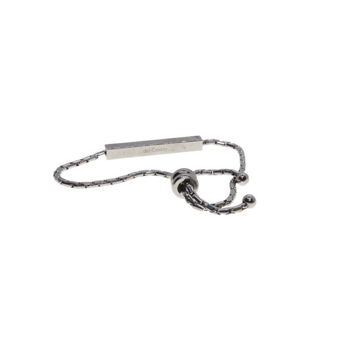 Bracelet - Silver Tone Del Coursy Bar Chain with Diamantes, Expandable - ML2685