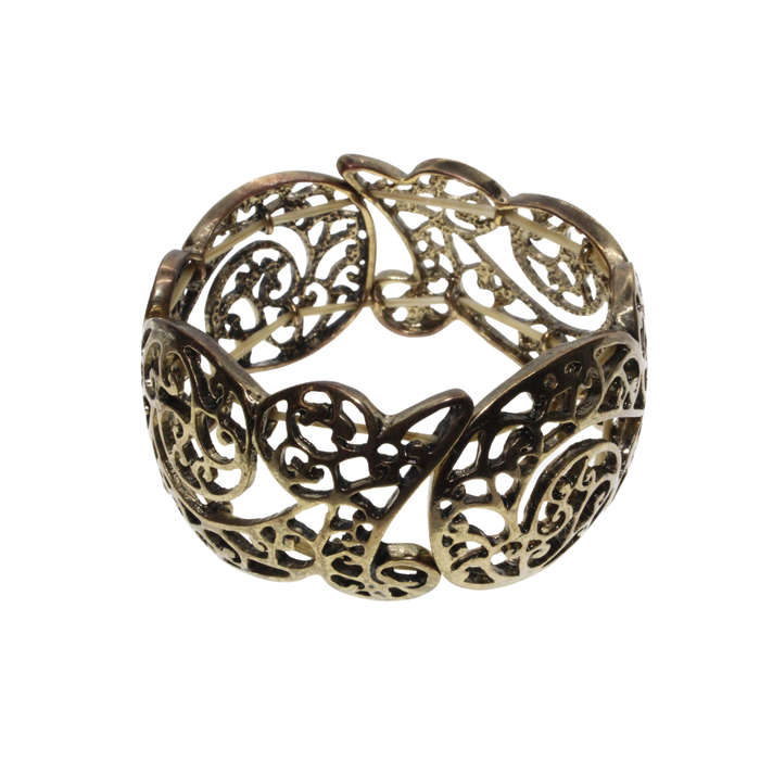 Bracelet -  Brass Tone expandable. Filigree style - ML2690