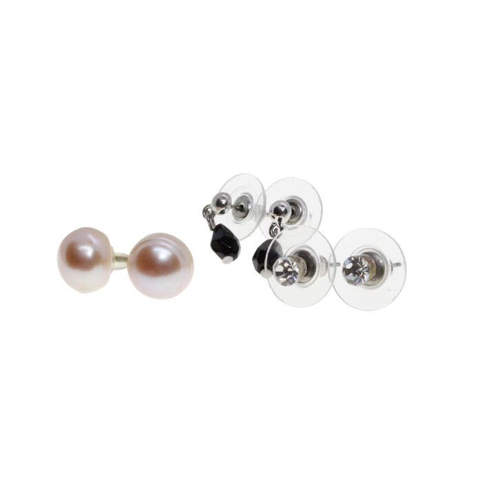 Earrings - Silver Tone 3 x Sets Stud Earrings for Pierced Ears - ML2692