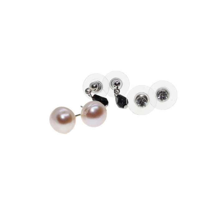 Earrings - Silver Tone 3 x Sets Stud Earrings for Pierced Ears - ML2692