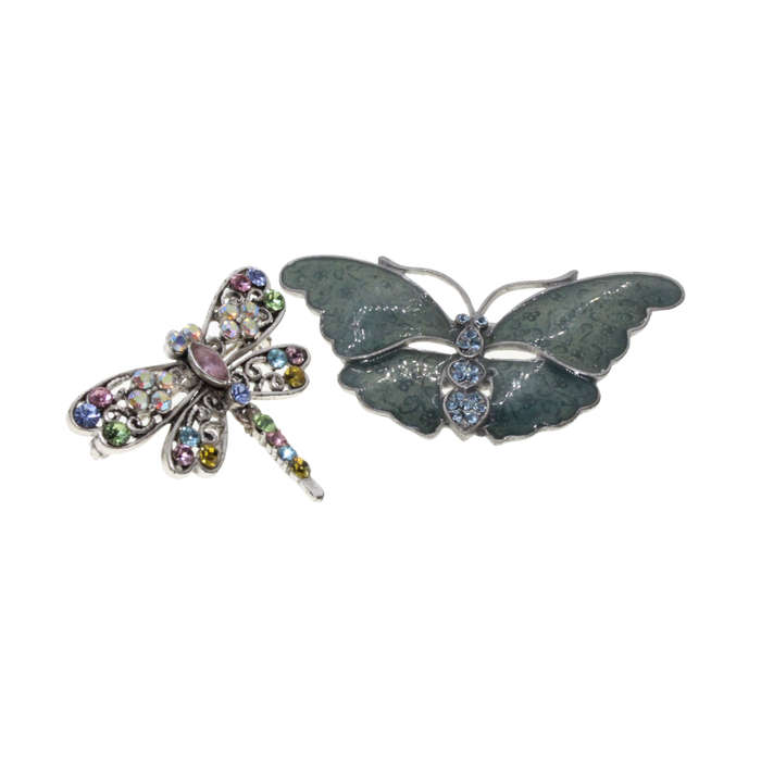 Brooches - Jade/Turquoise Butterfly. Coloured Rhinestone Dragonfly - ML2731