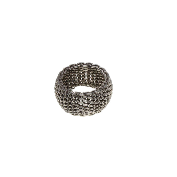 Ring - Silver Tone Vintage Mesh Design Ring - ML2748