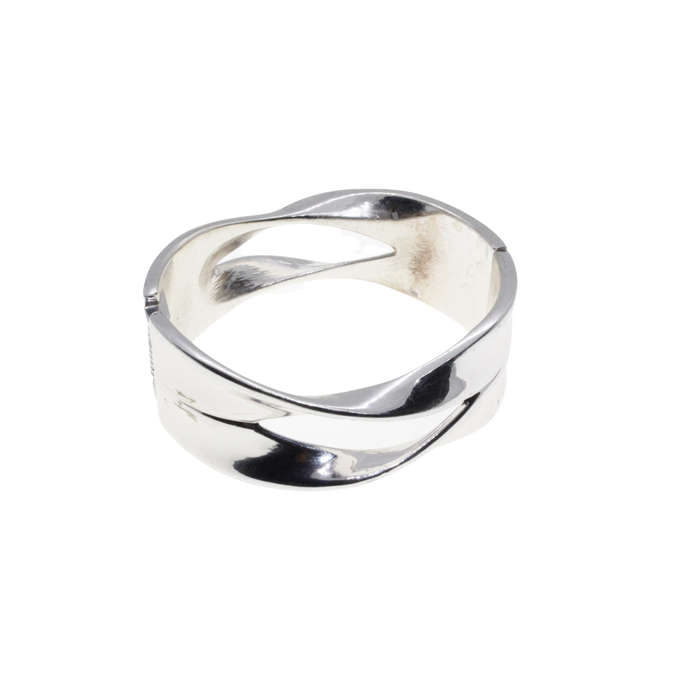 Bangle - Silver Tone Criss Cross Chunky Fashion Bangle - ML2762