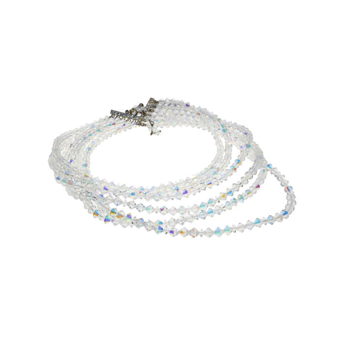 Necklace - Silver Tone with Crystal Beads. 6 Strands - ML2782