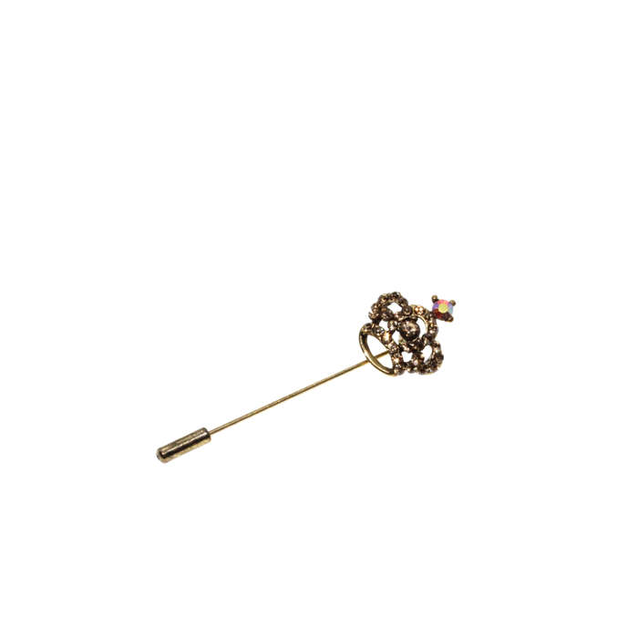 Lapel Pin - Brass Tone Diamante Crown Design - ML2790