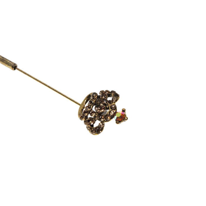 Lapel Pin - Brass Tone Diamante Crown Design - ML2790