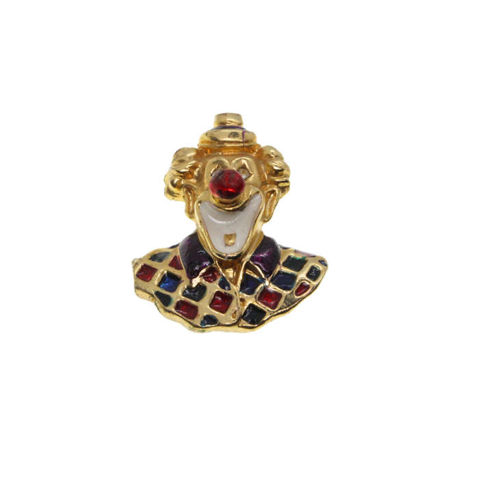 Brooch - Gold Tone Colourful Clowns with Diamantes - ML2812