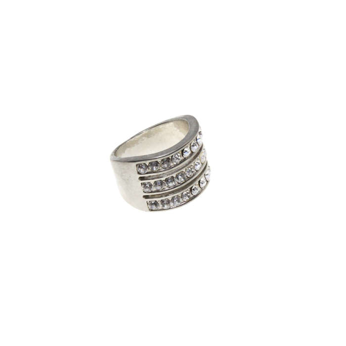 Ring - Silver Tone 3 Strand Design. Clear Diamantes - ML2827
