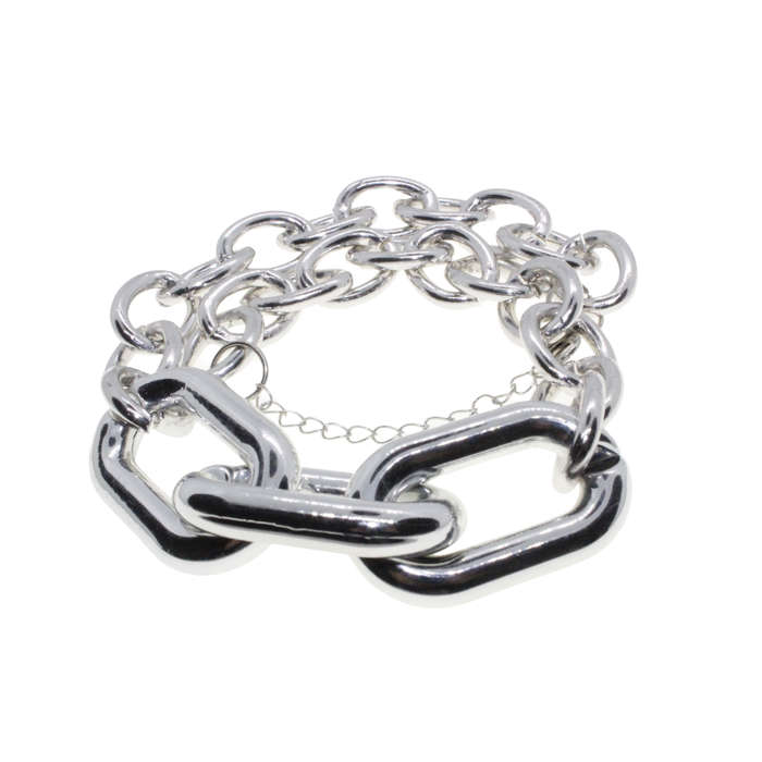 Necklace - Silver Tone Chunky Plastic Chain Statement Necklace - ML2839