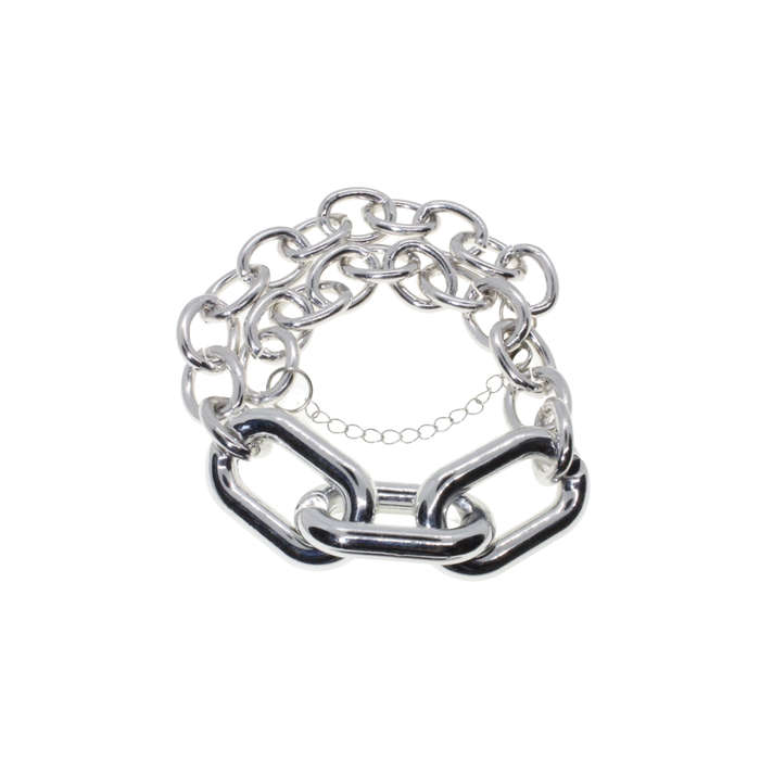 Necklace - Silver Tone Chunky Plastic Chain Statement Necklace - ML2839