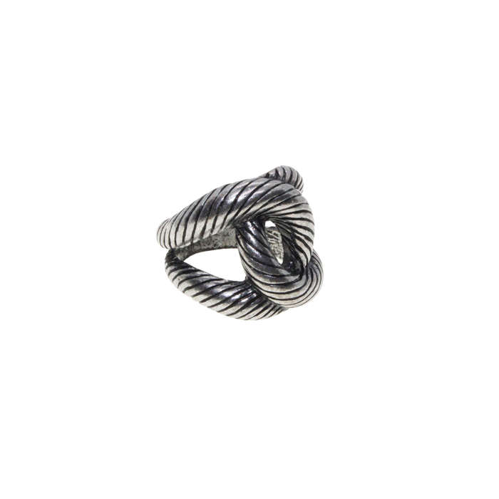 Ring - Vintage Silver Tone Figure 8 Style Ring with Grooves - ML2860
