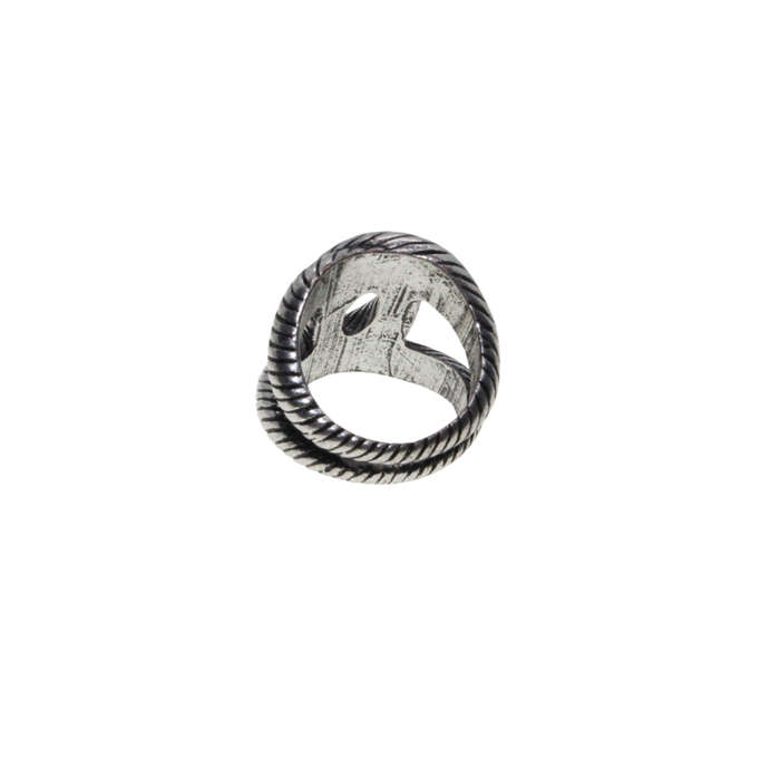 Ring - Vintage Silver Tone Figure 8 Style Ring with Grooves - ML2860