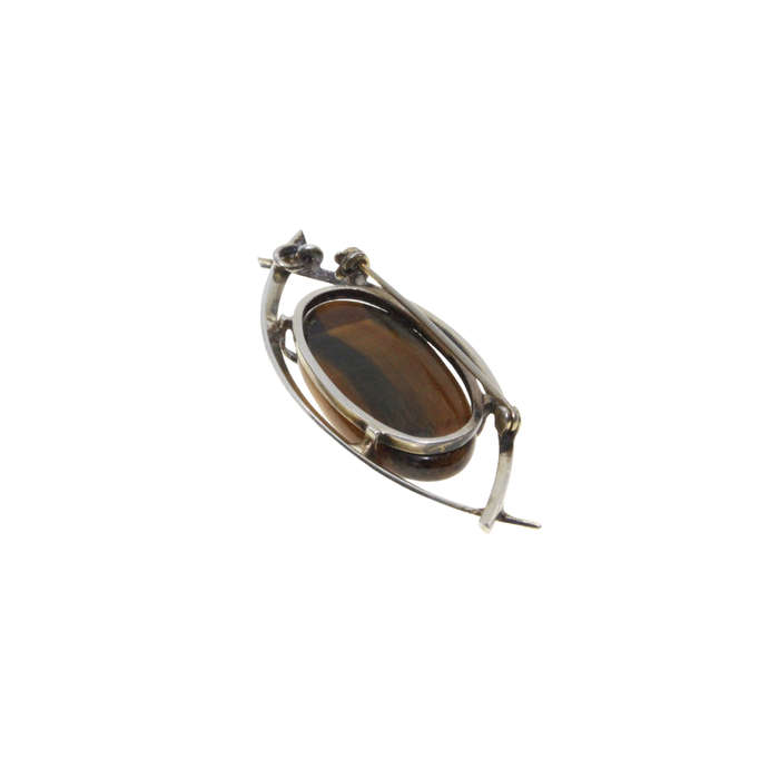 Brooch/Pendant - Vintage Silver Tigers Eye in an Overlap Design - ML2871