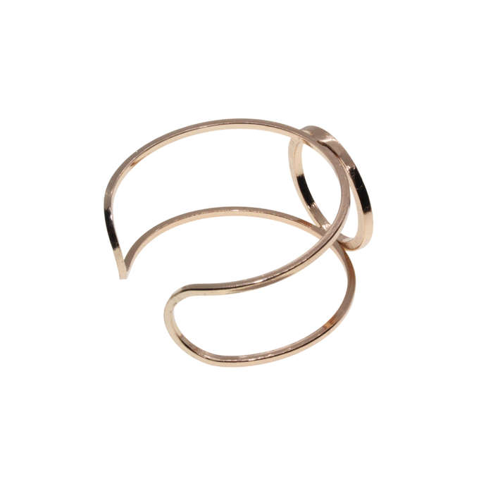 Bangle - Gold Tone Cuff Design. Adjustable. Circle Centre with Diamantes - ML2890