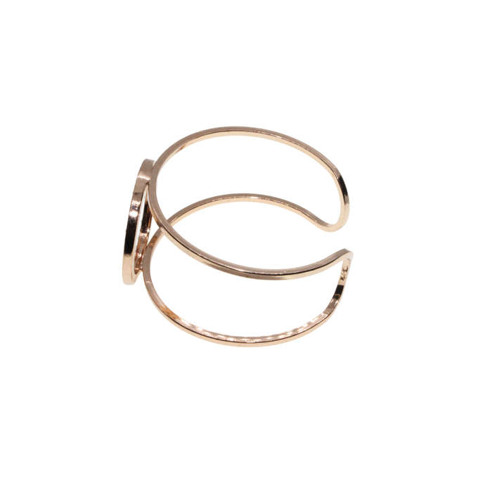 Bangle - Gold Tone Cuff Design. Adjustable. Circle Centre with Diamantes - ML2890