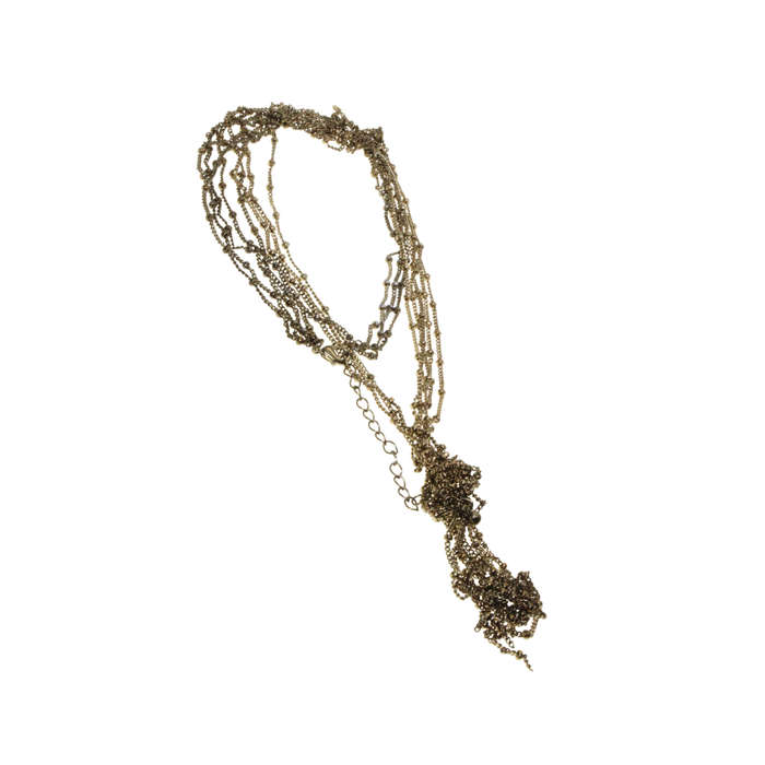 Necklace - Gold Tone 4 Strand Chains with Knot & Tassels - ML2891
