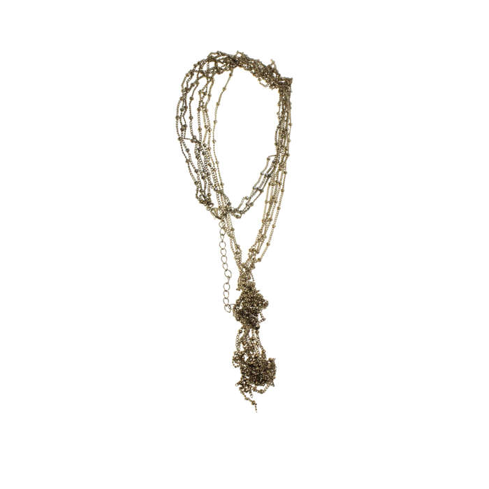 Necklace - Gold Tone 4 Strand Chains with Knot & Tassels - ML2891