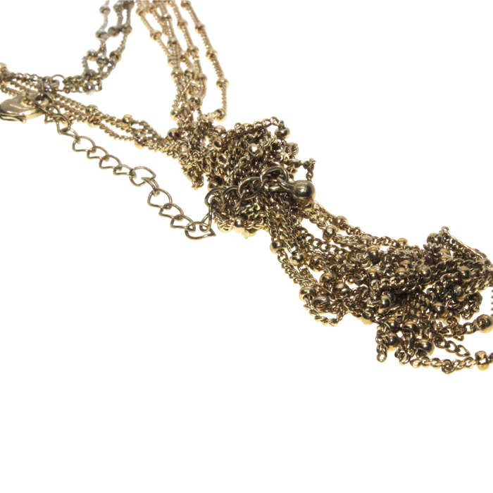 Necklace - Gold Tone 4 Strand Chains with Knot & Tassels - ML2891