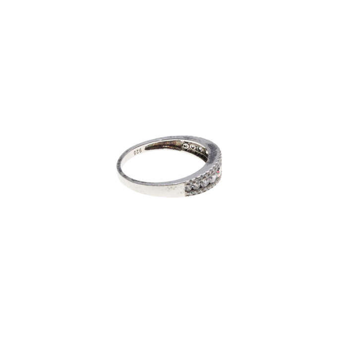 Ring - 925 Silver Band Eternity Ring with various size Diamantes - ML2905