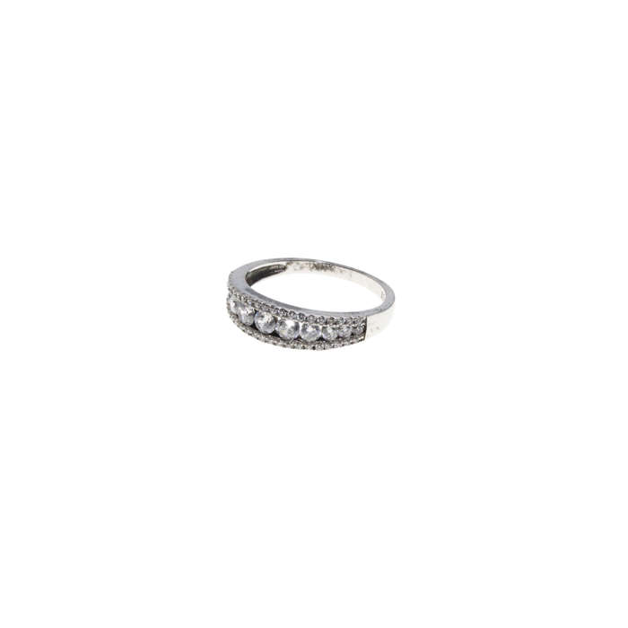 Ring - 925 Silver Band Eternity Ring with various size Diamantes - ML2905