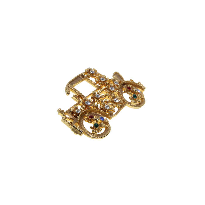 Brooch - Gold Tone Vintage Style Old Car. Clear and /coloured Rhinestones - ML2908