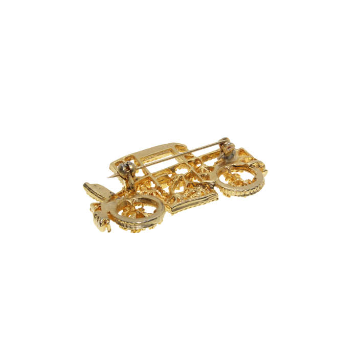 Brooch - Gold Tone Vintage Style Old Car. Clear and /coloured Rhinestones - ML2908