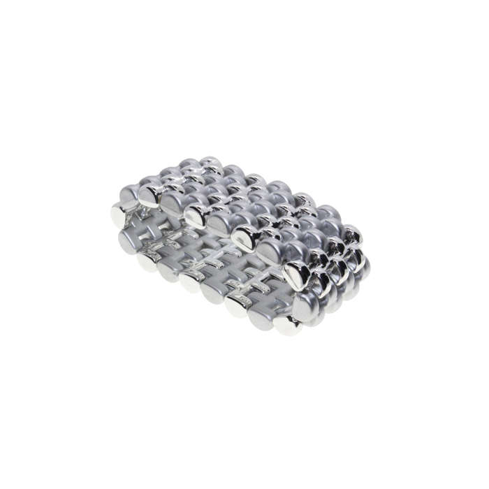 Bracelet - Silver Tone Dull and Shiny Interwoven links . Expandable - ML2914