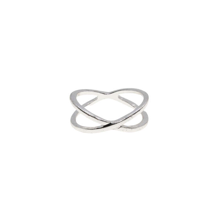 Ring - Silver Tone Criss Cross Ring - ML2937