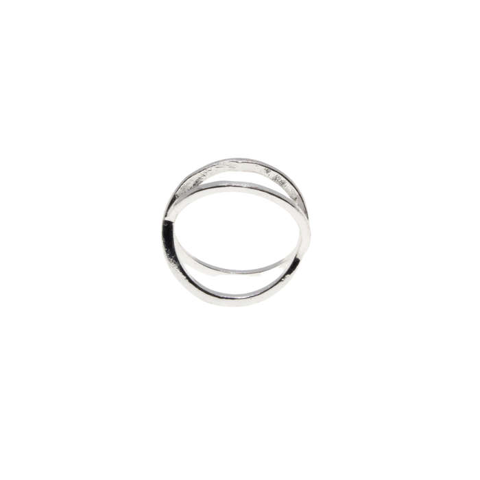 Ring - Silver Tone Criss Cross Ring - ML2937