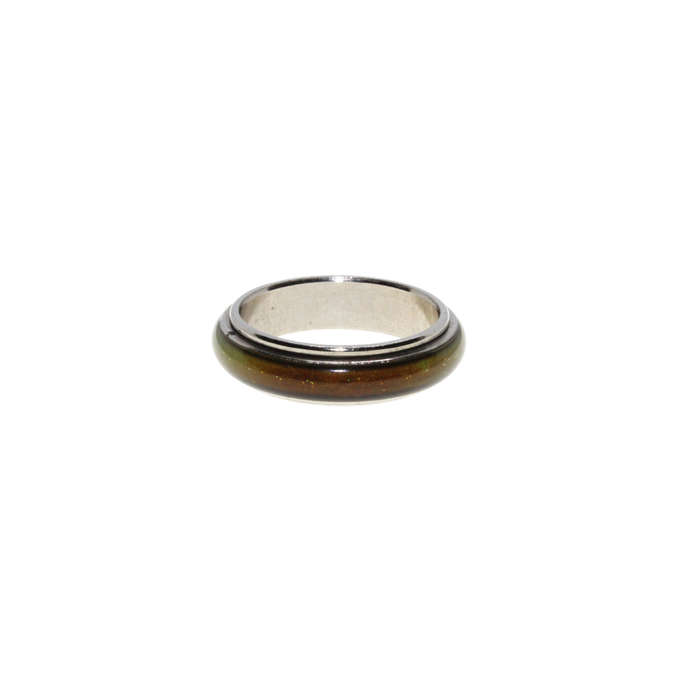 Ring - Silver Tone Mens Spinner Ring with Green in Centre - ML2938