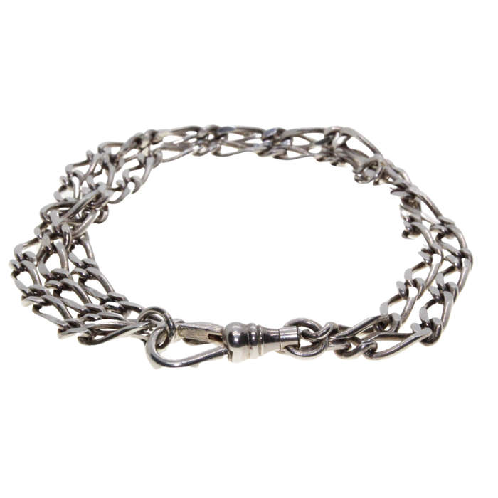 Necklace -Sterling Silver Figaro Chain. Has extension to chain - ML2963