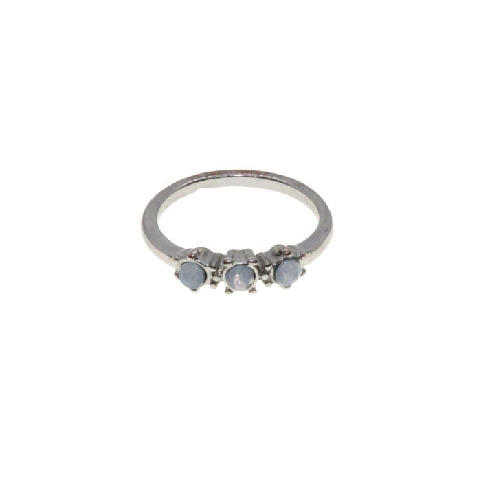 Ring - Silver Tone Band with 3 x Faux Opals -ML2979