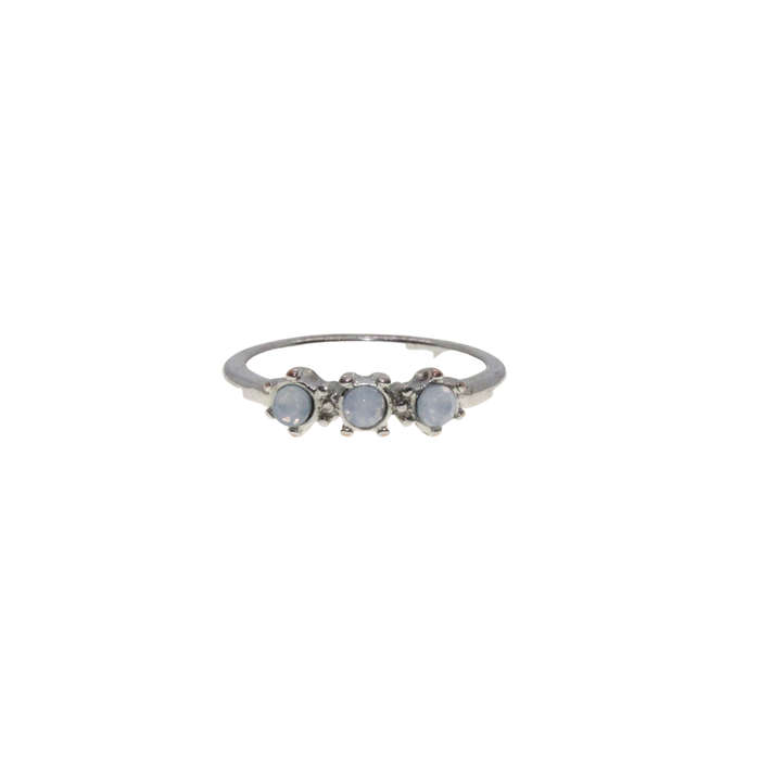 Ring - Silver Tone Band with 3 x Faux Opals -ML2979