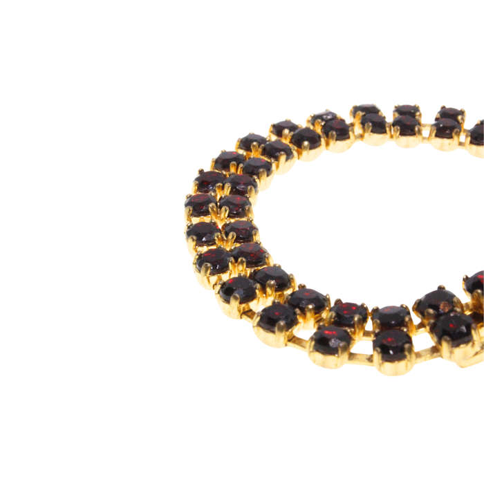 Bracelet - Gold Tone Double Band Garnet Colour Stone Bracelet - ML2989