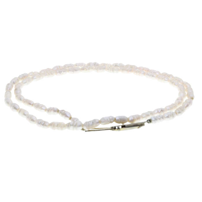 Necklace - Gold Tone One Strand Seed Pearl Necklace - ML3027