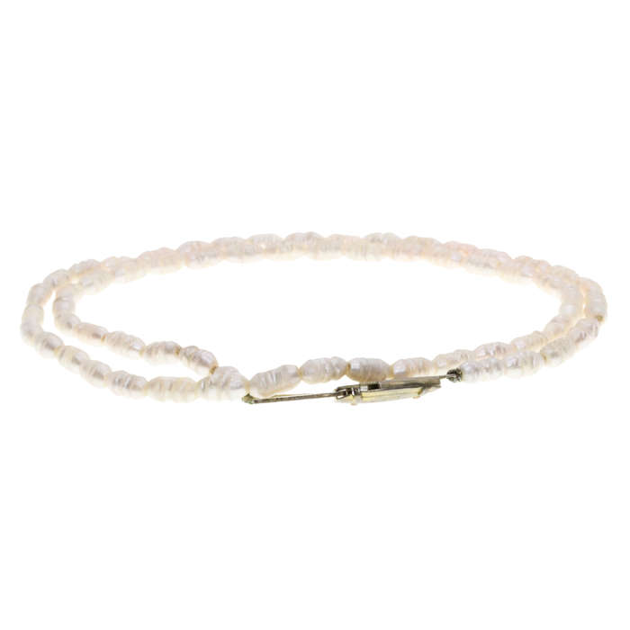 Necklace - Gold Tone One Strand Seed Pearl Necklace - ML3027