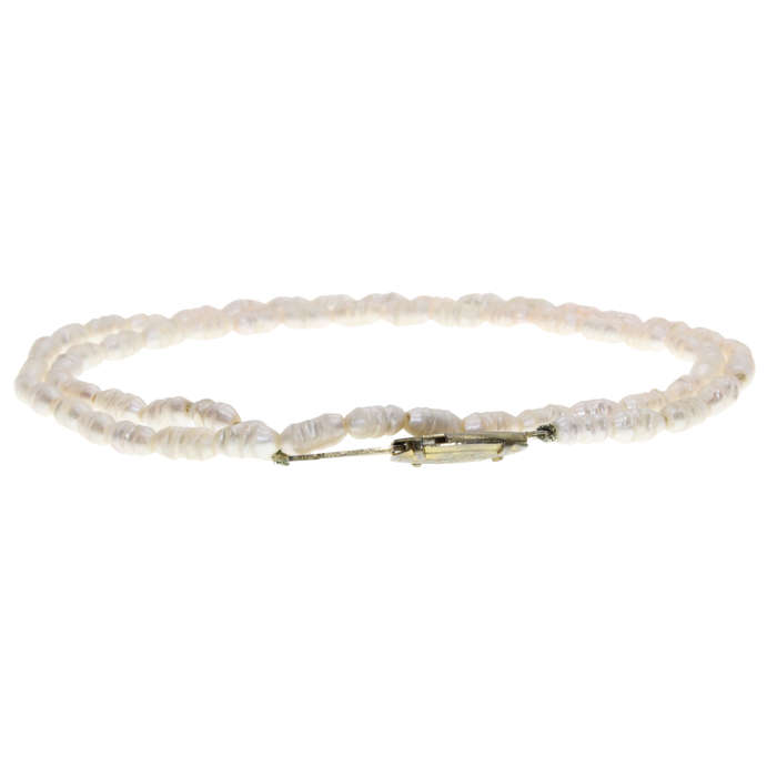 Necklace - Gold Tone One Strand Seed Pearl Necklace - ML3027