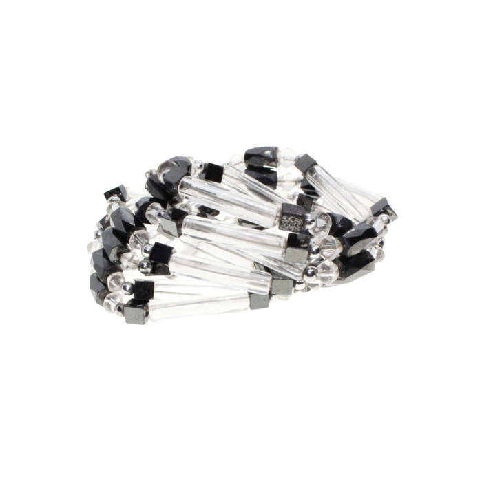 Necklace - See Through Tubes and Balls.Grey Magnetic Beads Square and Oblong - ML3033