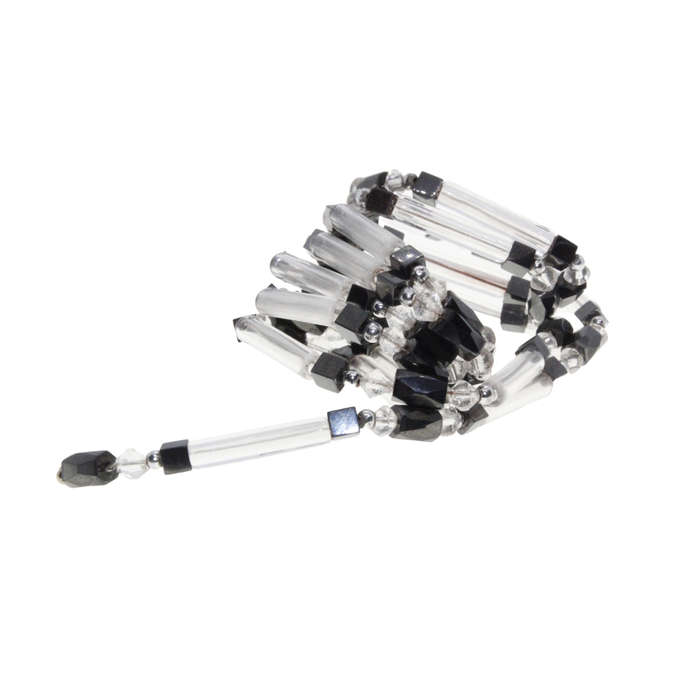 Necklace - See Through Tubes and Balls.Grey Magnetic Beads Square and Oblong - ML3033