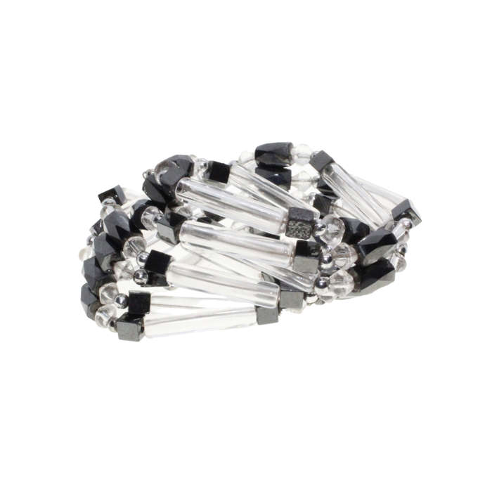 Necklace - See Through Tubes and Balls.Grey Magnetic Beads Square and Oblong - ML3033