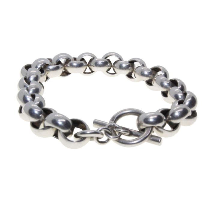 Bracelet - 925 Silver Hallmarked Wide Belcher Chain Bracelet. T Bar Clasp - ML3061